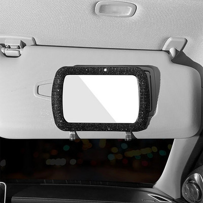Rhinestonest autovisiiri kaunistus peegel, auto naiste meikpeegel, auto päikesevari Tagantvaate kosmeetiline peegel Bling autotarvikud