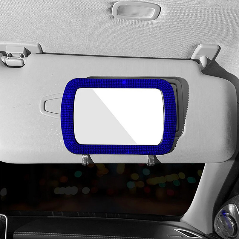 Rhinestonest autovisiiri kaunistus peegel, auto naiste meikpeegel, auto päikesevari Tagantvaate kosmeetiline peegel Bling autotarvikud