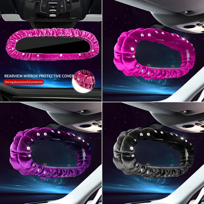 Autó gyémánt belső dekoráció plüss autó visszapillantó tükör borítás plüss tolató dekoráció stílus autós kiegészítők ajándék