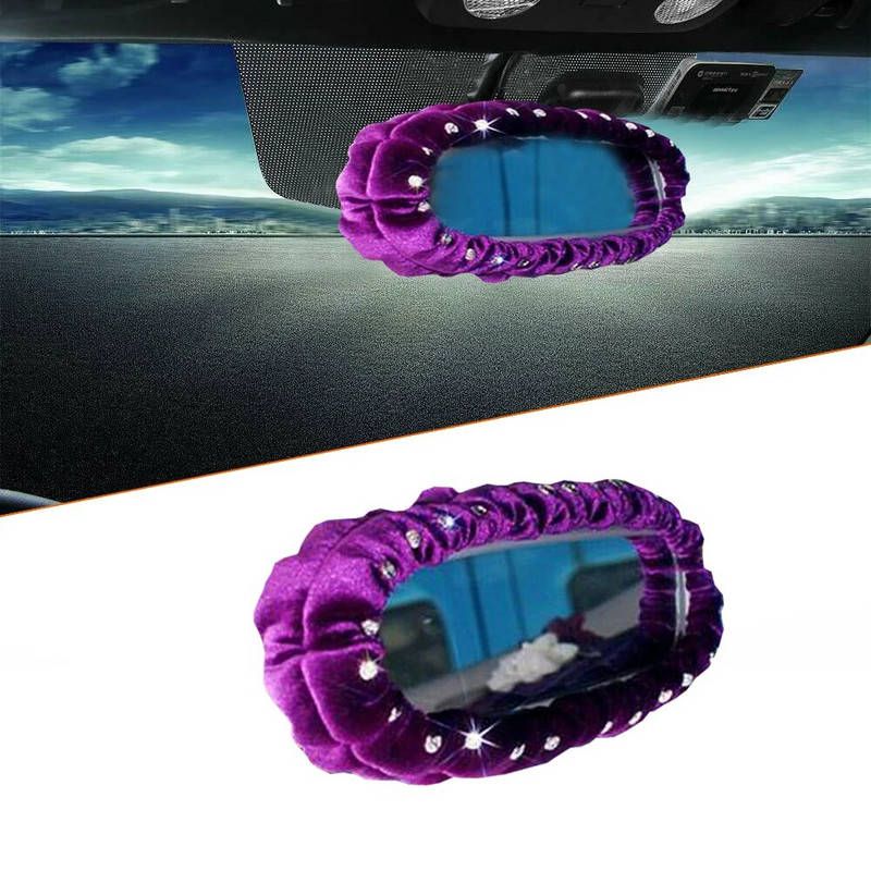 Automašīnas atpakaļskata spoguļa pārsegs Rhinestones, biezināšana, pagarināšana, plīša automašīnas iekšpuse