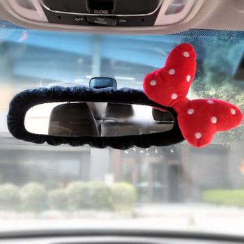 Χαριτωμένο Bowknot Κάλυμμα Εσωτερικού Καθρέφτη αυτοκινήτου Cartoon βελούδινο αυτόματο βαλιτσάκι καθρέφτη οπισθοπορείας Διακόσμηση αξεσουάρ για γυναίκες και κορίτσια