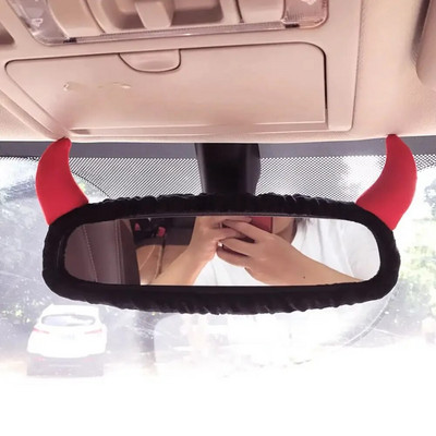 Χαριτωμένο κάλυμμα καθρέφτη αυτοκινήτου Cartoon βελούδινη καρδιά κουνελιού Αυτόματη διακόσμηση καθρέφτη οπισθοπορείας Αξεσουάρ θήκη καθρέφτη πίσω όψης