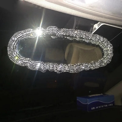 Diamond Car Κάλυμμα καθρέπτη οπισθοπορείας Stretch ελαστικό κρύσταλλο Auto Εσωτερική Διακόσμηση Πίσω όψη Bling Αξεσουάρ αυτοκινήτου για γυναίκες