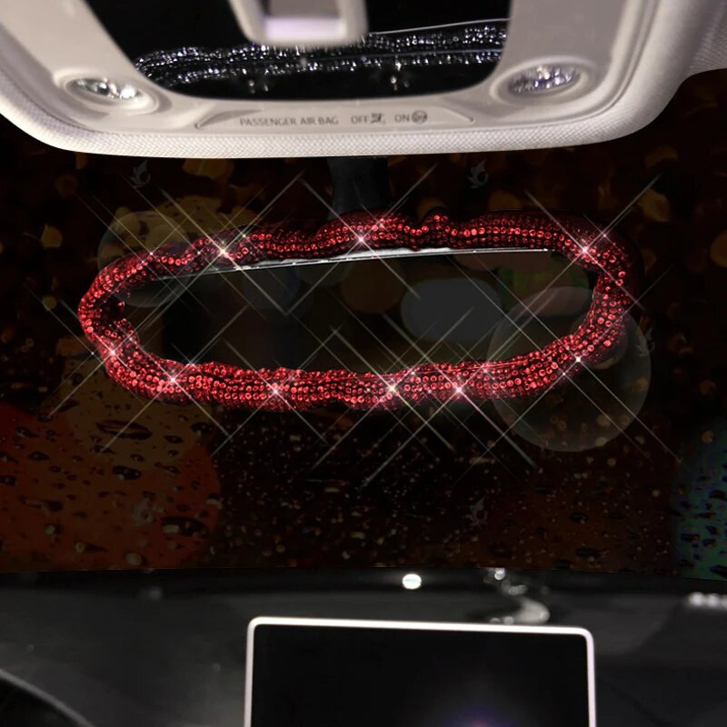 Dimanta automašīnas aizmugures skats, spoguļa pārsegs, elastīgs, kristāls, auto salons aizmugurējā skata dekors Bling automašīnu aksesuāri sievietēm