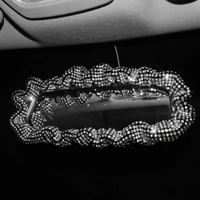 Creative Diamond Car Rearview Mirror Cover Stretch Rhinestone Crystal Auto Interior Rear View Decoration Car Accessories Women