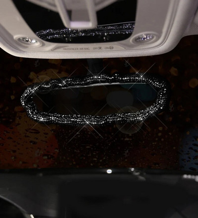 Creative Diamond Car Rearview Mirror Cover Stretch Rhinestone Crystal Auto Interior Rear View Decoration Car Accessories Women