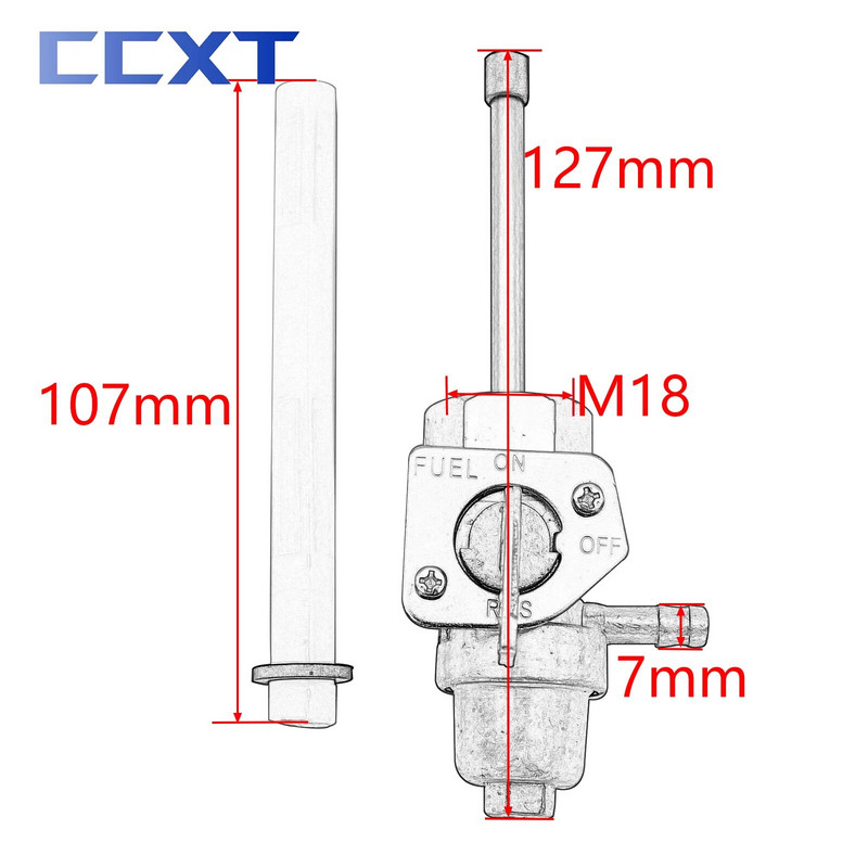 Mootorratta Petcocki kütusepaagi sulgeklapp 18 mm Honda CRF230L CRF230M CB250 CB750F CBX1000 CB900C CB900F ATC250ES ATC250SX 350X jaoks
