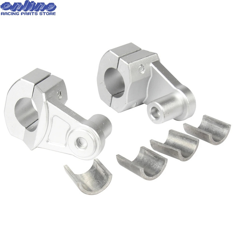 Motocikla 22 mm 28 mm stieņa skavas, paceltas stūres roktura stieņa stāvvadi, melni sudraba stiprinājuma stāvvada skava, netīrumi, motokrosa piederumi