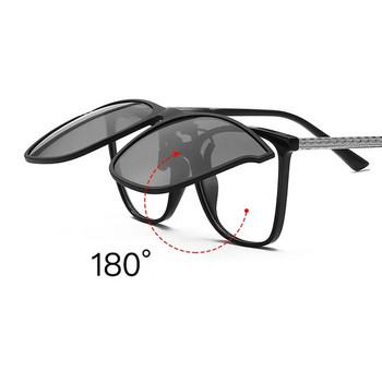 Поляризирани слънчеви очила с щипка Мъжки фотохромни очила за водач на кола Очила за нощно виждане Антиотблясъци Винтидж квадратни очила Oculos