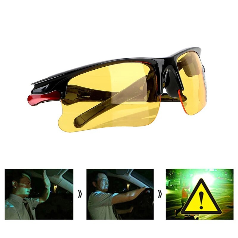 Melnas Saulesbrilles Vintage Vīriešu Saulesbrilles Nakts redzamības Brilles Braukšanai Āra Riteņbraukšanai Saulesbrilles Universālas Prettālās gaismas
