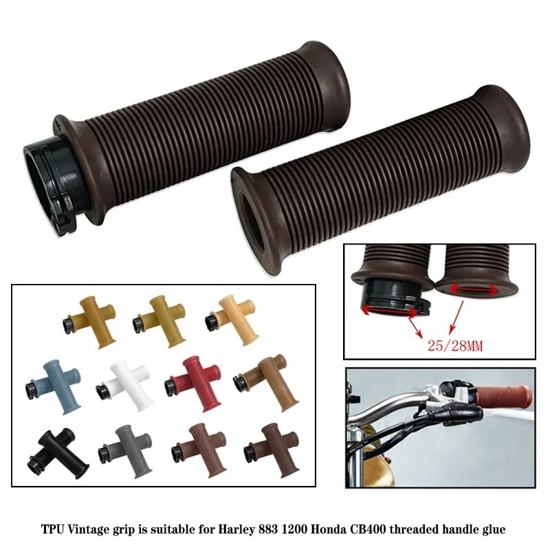 1paar klassikalise vana mootorratta juhtraua kummist rolleri käepidemed Harley 883 1200 Honda CB400 keermestatud käepideme liimi jaoks