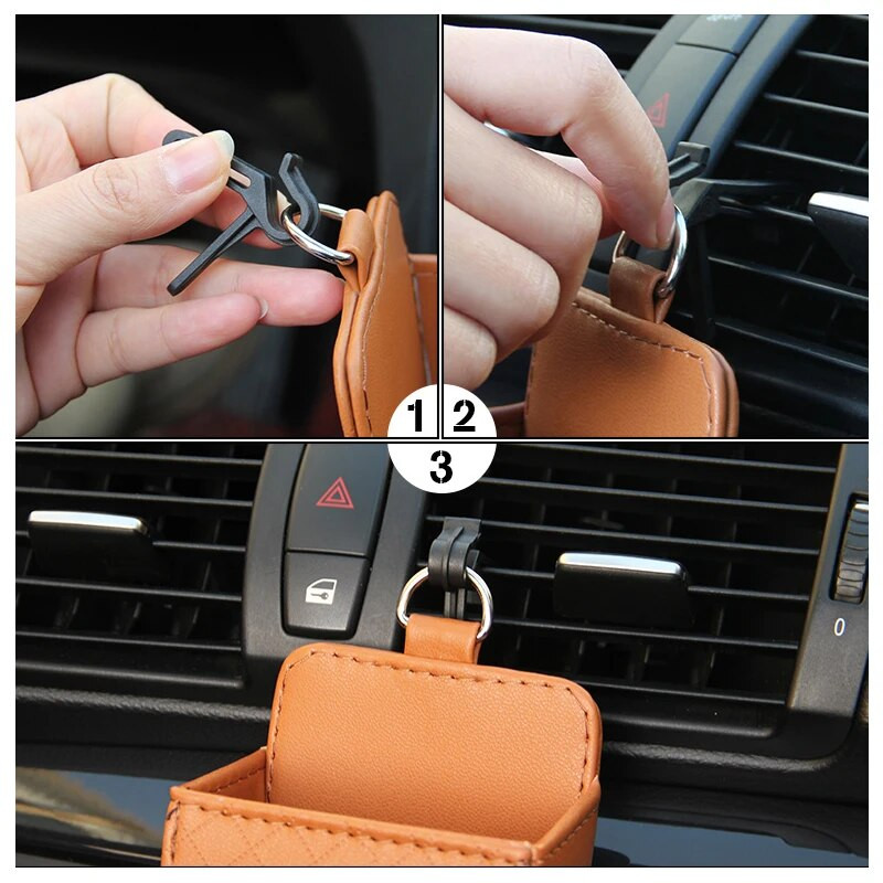 Έξοδος αέρα αυτοκινήτου Κρεμαστό κουτί αποθήκευσης Κινητό τηλέφωνο Τσάντα σκουπιδιών Δερμάτινο PU Βάση βάσης τηλεφώνου αυτοκινήτου Αξεσουάρ Auto Εσωτερικής διακόσμησης