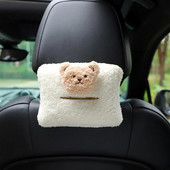 Car Tissue Box Χαριτωμένο Cashmere Bear Doll Napkin Tissue Paper Hold Styling Car Styling Portable Paper Package Case Θήκη χαρτοπετσέτας