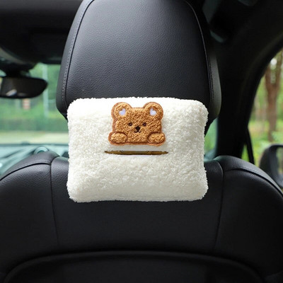 Car Tissue Box Χαριτωμένο Cashmere Bear Doll Napkin Tissue Paper Hold Styling Car Styling Portable Paper Package Case Θήκη χαρτοπετσέτας
