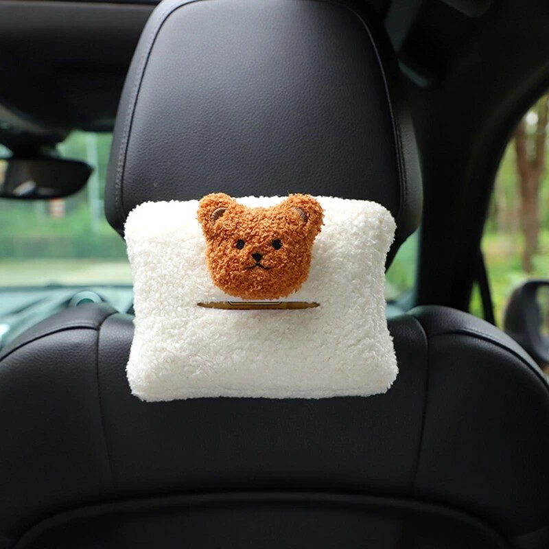 Car Tissue Box Χαριτωμένο Cashmere Bear Doll Napkin Tissue Paper Hold Styling Car Styling Portable Paper Package Case Θήκη χαρτοπετσέτας