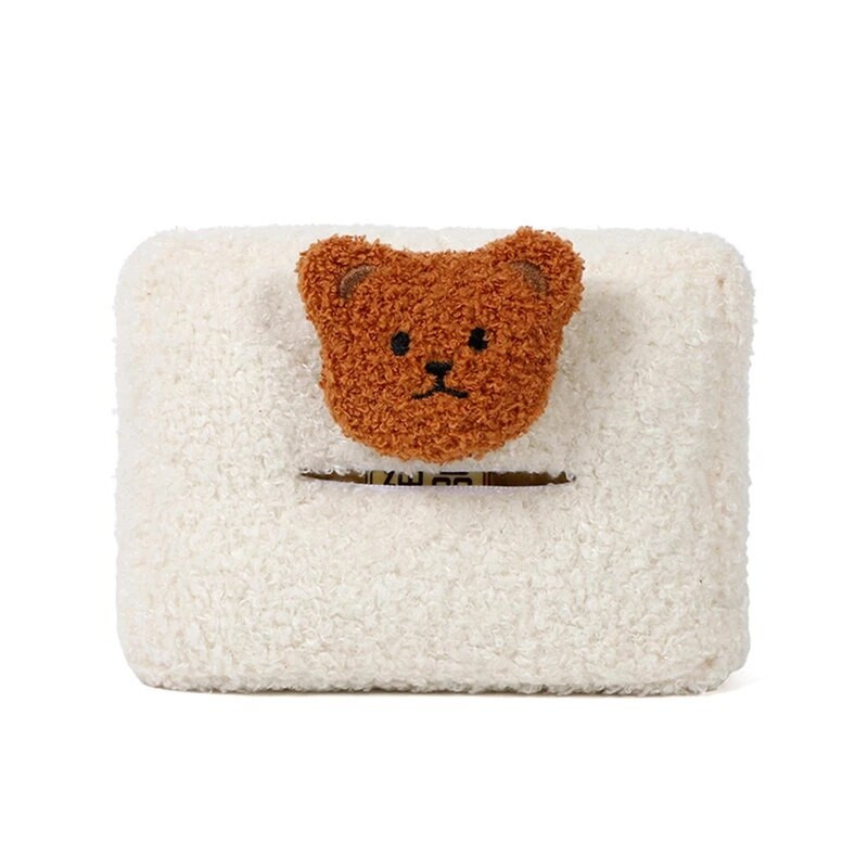 Car Tissue Box Χαριτωμένο Cashmere Bear Doll Napkin Tissue Paper Hold Styling Car Styling Portable Paper Package Case Θήκη χαρτοπετσέτας