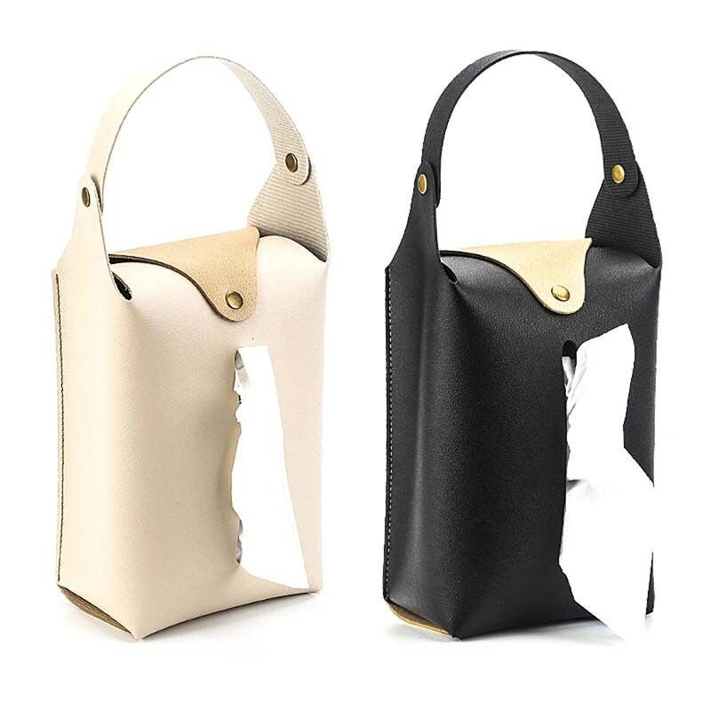 Automašīnas galvas balsta audu turētājs Ādas papīra dvieļu glabāšanas soma Ģimenes ceļojumu organizators Dekors transportlīdzekļa dekorēšanai salvešu futrālis