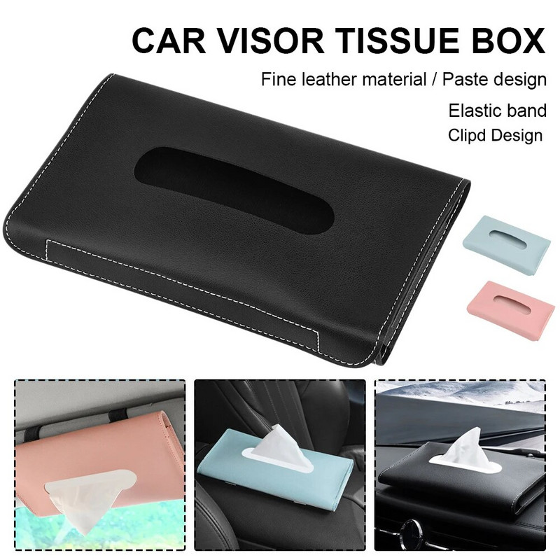 Automašīnas salvešu kastītes dvieļu komplekts automašīnas saulessargs PU ādas audu kastes turētājs Automašīnas salona glabāšana Informācijas panelis sēdekļa aizmugure automašīnas salvešu kaste