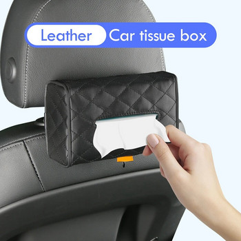 Кутия за кърпички за кола Кожен държач за тоалетна хартия Облегалка на седалката Кутия за кърпички Калъф Контейнер за салфетки Държач за органайзер Автоматично вътрешно съхранение