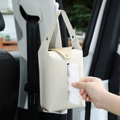 Automašīnas galvas balsta auduma futrāļa turētājs Ādas papīra dvieļu uzglabāšanas soma Ģimenes ceļojumu organizators Dekors transportlīdzekļa apdares salvešu futrālis