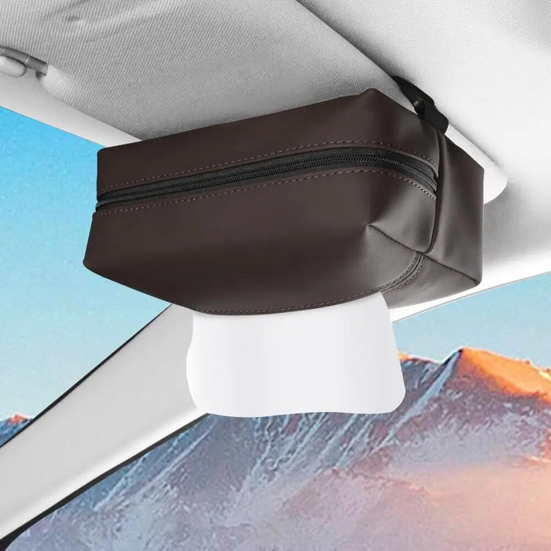 Nahast auto rätikukarbi kate päikesesirmi istme seljatoe rippuv tüüp auto rätikukarbi hoidik käetugi karbi käterätiku hoiukarp