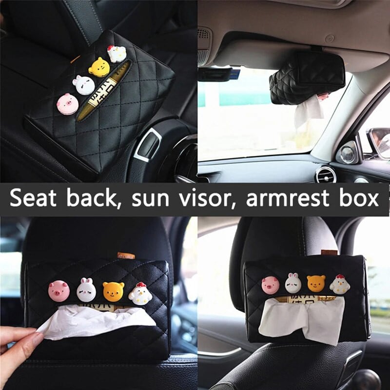 Tissue Boxes Creative Tissue Box Μαλακή θήκη χαρτοπετσέτας κινουμένων σχεδίων Cute Animals Car Paper Boxes Υπέροχη θήκη χαρτοπετσέτας για κάθισμα αυτοκινήτου