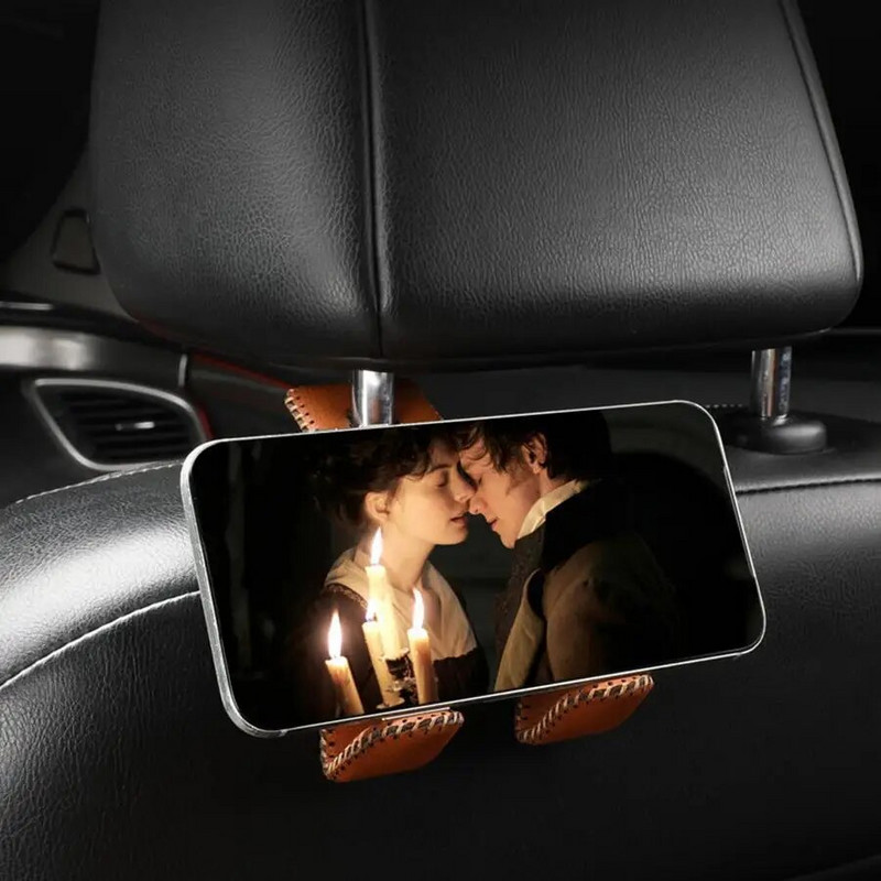 1 gab. Automašīnas sēdekļa galvas balsta āķis dubultā āķa tālruņa turētājs pakaramais glabāšanas organizators Universāls rokassomiņas somiņam, mētelim