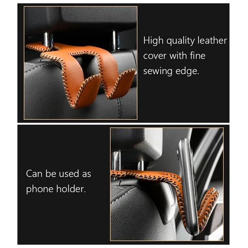 1 gab. Automašīnas sēdekļa galvas balsta āķis dubultā āķa tālruņa turētājs pakaramais glabāšanas organizators Universāls rokassomiņas somiņam, mētelim