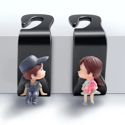 Universāls automašīnas galvas balsta āķis Cute Coup Auto pakaramais sēdekļa aizmugurējais pakaramais Uzglabāšanas āķis Auduma glabāšanas turētājs Clip Auto piederumi