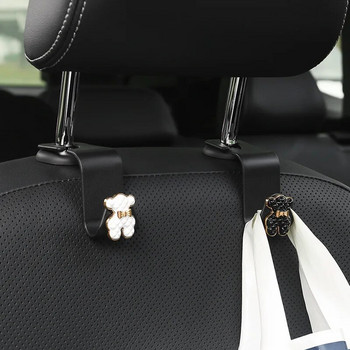 Γελοιογραφία Πλάτη καθίσματος αυτοκινήτου Γάντζοι Diamond Camellia Flowers Cute Bears Διακόσμηση Εσωτερικών Αυτοκινήτων Γάντζος αποθήκευσης τσάντα τσάντα κρεμαστός γάντζος