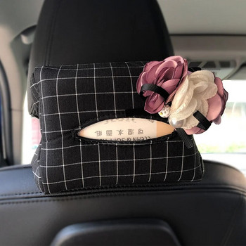 Χαριτωμένο Bowknot Grid Car Tissue Box Auto Seat Προσκέφαλο Κρεμαστή χάρτινη θήκη Tower Organizer Γυναικεία στυλ αυτοκινήτου Αξεσουάρ εσωτερικού χώρου