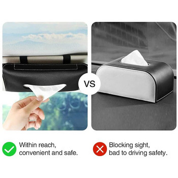 SBD Car Tissue Boxes Δερμάτινο PU Δερμάτινο αντηλιακό αυτοκινήτου Κρεμαστό κουτί χαρτομάντιλου 23*13*2,5cm Αξεσουάρ διακόσμησης εσωτερικού χώρου αποθήκευσης αυτοκινήτου