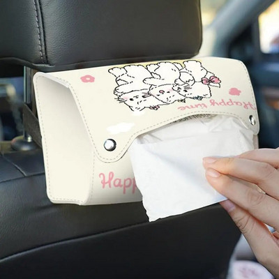 Tissue doboz kopásálló gombkialakítás Kényelmes műbőr rajzfilm macskamintás autós papírzsebkendő-adagoló doboz háztartási kellékek