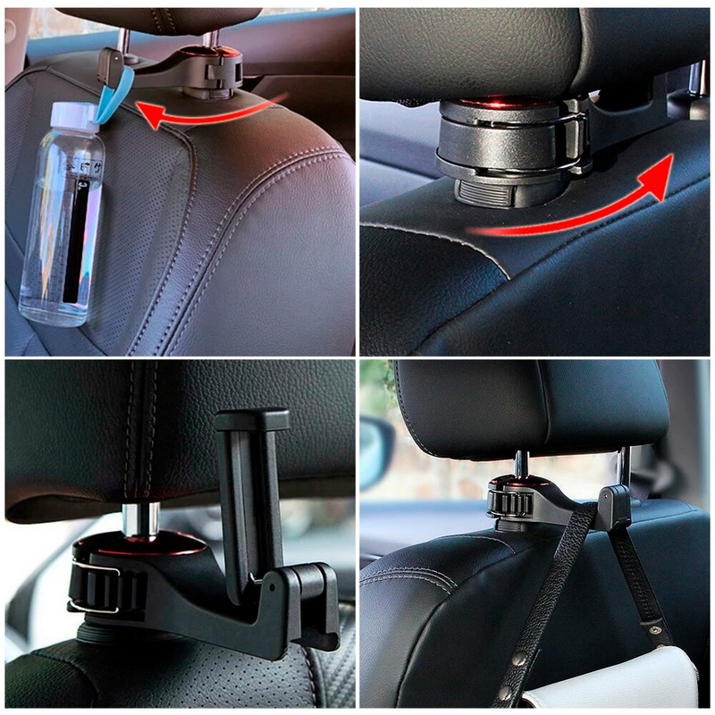 Automašīnas priekšējā sēdekļa galvas balsta tālruņa turētāja pakaramais, āķu pakaramais, galvas balsta āķis
