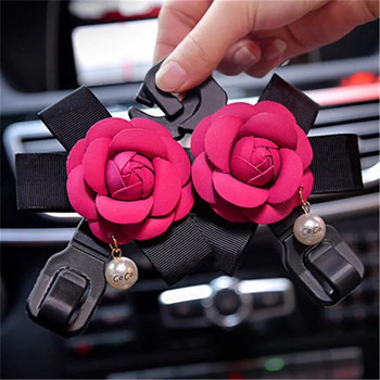 2 τμχ Camellia Flowers Πλάτη καθίσματος αυτοκινήτου Γάντζοι Κρεμάστρες Organizer Styling Universal Headrest Storage Hooks Κλιπ για τσάντα παντοπωλείου