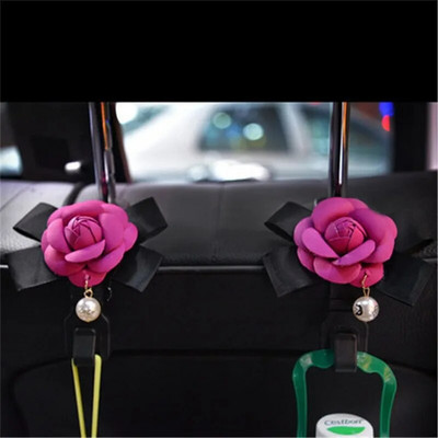 2 bucăți Camellia Flowers Scaun Mașină Cârlige pentru spate Umerașe Organizator Styling Universal Tetieră Suport Cârlige de depozitare Clips pentru sac de băcănie