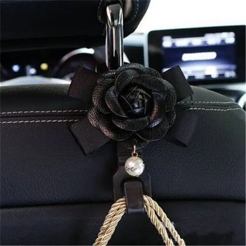 2 τμχ Camellia Flowers Πλάτη καθίσματος αυτοκινήτου Γάντζοι Κρεμάστρες Organizer Styling Universal Headrest Storage Hooks Κλιπ για τσάντα παντοπωλείου