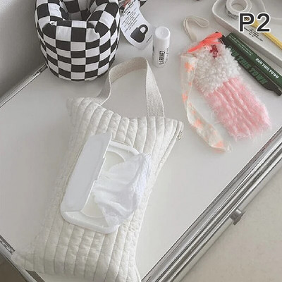 2024. gada jauns izšūšanas auduma pārsegs bērnu ratiņu salvešu maisiņš, papīra turētājs uzglabāšanas kaste Ērta noņemama vāka salvete kaste