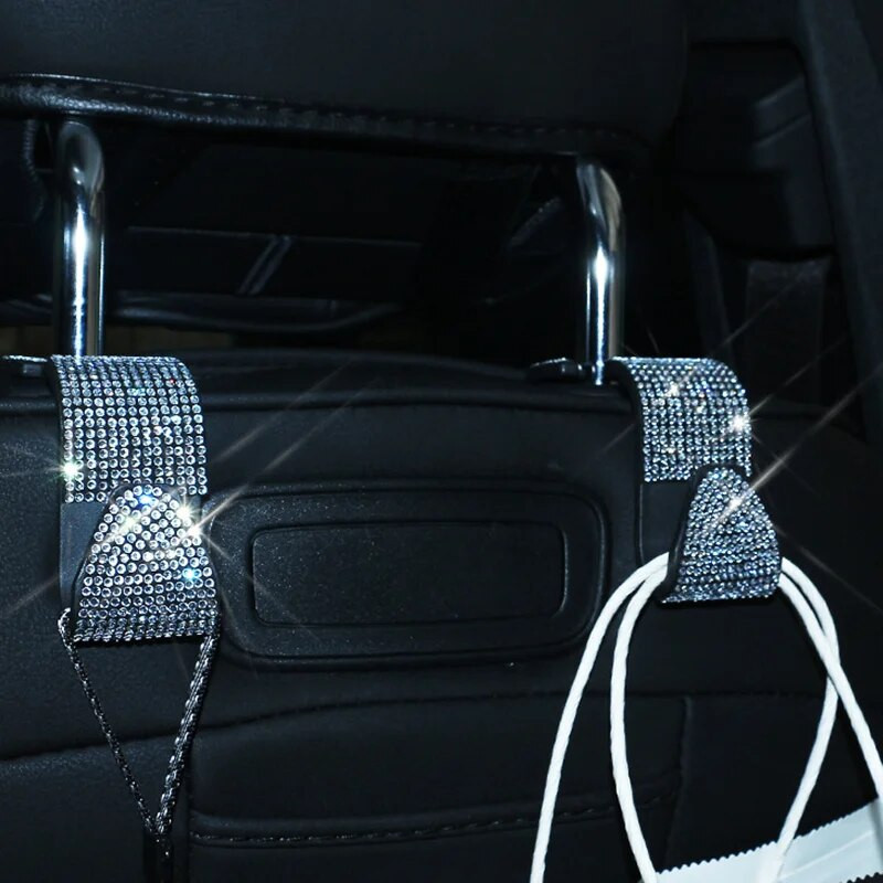 Γάντζος καθισμάτων αυτοκινήτου Auto Coat Πίσω Προσκέφαλο Θήκη αποθήκευσης Κρεμαστή τσάντα Organizer Bling Rhinestones Κρεμάστρα Auto Εσωτερικά αξεσουάρ