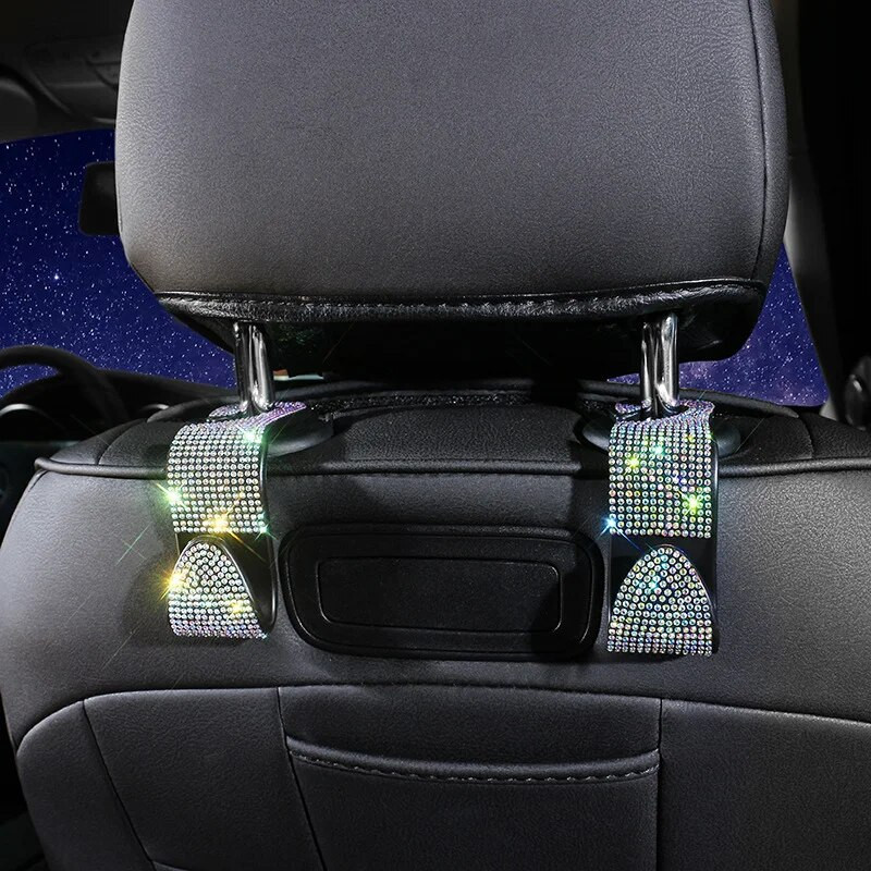 Γάντζος καθισμάτων αυτοκινήτου Auto Coat Πίσω Προσκέφαλο Θήκη αποθήκευσης Κρεμαστή τσάντα Organizer Bling Rhinestones Κρεμάστρα Auto Εσωτερικά αξεσουάρ