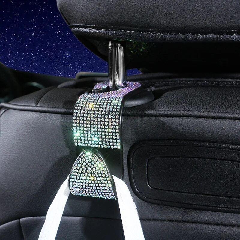 Γάντζος καθισμάτων αυτοκινήτου Auto Coat Πίσω Προσκέφαλο Θήκη αποθήκευσης Κρεμαστή τσάντα Organizer Bling Rhinestones Κρεμάστρα Auto Εσωτερικά αξεσουάρ