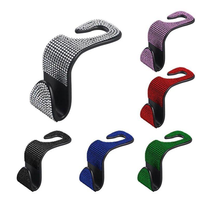 Γάντζος καθισμάτων αυτοκινήτου Auto Coat Πίσω Προσκέφαλο Θήκη αποθήκευσης Κρεμαστή τσάντα Organizer Bling Rhinestones Κρεμάστρα Auto Εσωτερικά αξεσουάρ