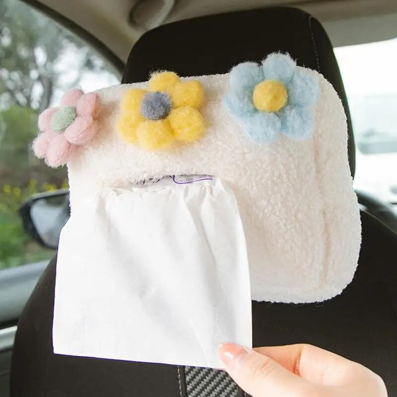 Radošs automašīnas auduma pakarināmais kastītis automašīnas roku balsta kastes vāciņš Cute Bunny salvešu turētājs automašīnas sēdekļa automašīnas interjera dekorēšanai