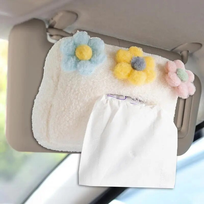 Radošs automašīnas auduma pakarināmais kastītis automašīnas roku balsta kastes vāciņš Cute Bunny salvešu turētājs automašīnas sēdekļa automašīnas interjera dekorēšanai