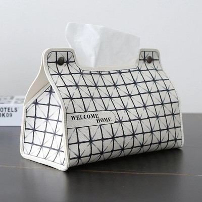 European-style Houndstooth Tissue Box Car Living Room Multifunctional Household Tissue Bag Pumping Paper Tissue Cover