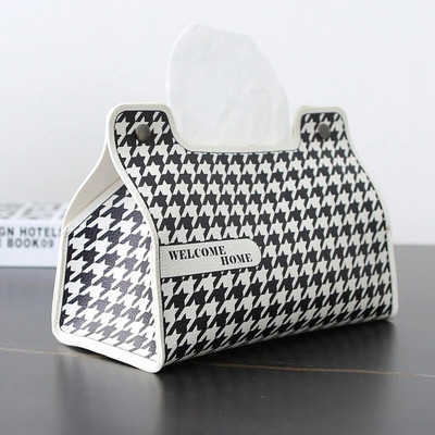 Euroopa stiilis Houndstooth Tissue Box auto elutuba Multifunktsionaalne majapidamises kasutatavate kudede kott pumpamiseks paberist kudede kate