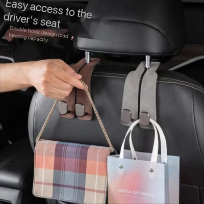 Suede Vehicle Hook Hanger Car Tools Hooks For Car Interior Car Accessories Bag Hook Holder Double Car Rear Seat Hook