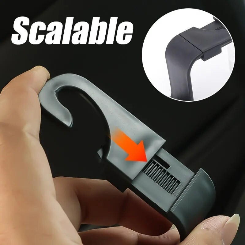 Autoistme seljatoe konksud Peatoe teleskoopkonksu korraldaja hoidik kottide jaoks riided mantlid Autoistme seljatoe kinnitusklambrite riidepuud