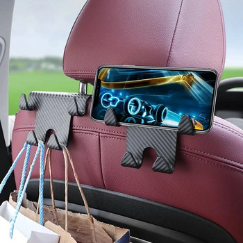 Универсално столче за кола Облегалка за глава Кука Закачалка за съхранение Карбонови влакна Държач за задна седалка на автомобил Автомобилни интериорни аксесоари