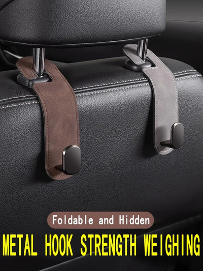 Car Seat Back Hidden Hooks Flip Fur Invisible Inside Car Rear Bag Small Object Storage Elk Skin Hooks